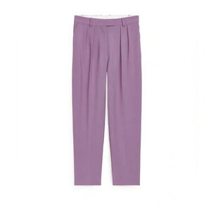 ARKET Womens Viscose Tapered Leg High Waist Trousers Pants Purple Sz 12 US 42 EU